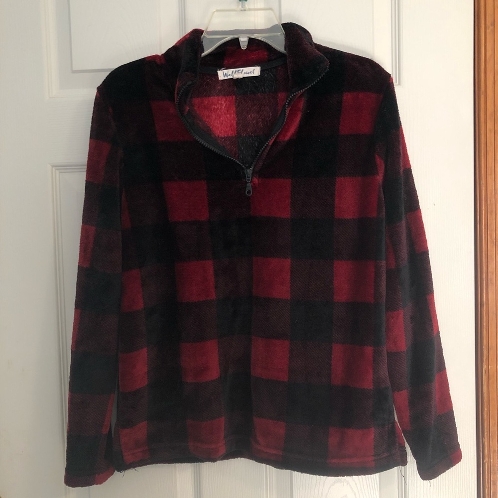 Checkered Red and Black Quarter Zip